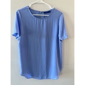 Apt. 9 Top Women's Medium Blue Keyhole Back Office Lightweight Crewneck Flowy
